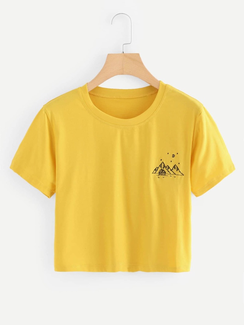 

Graphic Embroidered Tee, Yellow