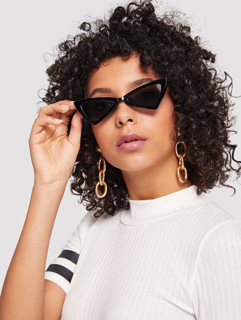 

Triangle Design Mirror Lens Sunglasses, Black