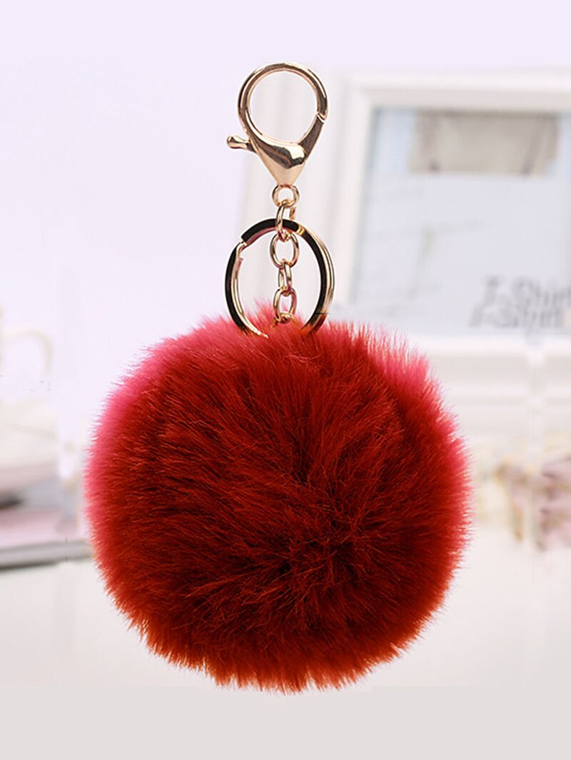 

Pom Pom Design Keychain, Red