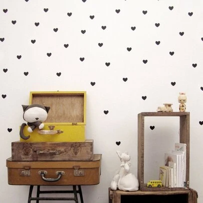 1 张/45 件自粘墙贴，心形贴纸，用于剪贴簿、包装、艺术和工艺品装饰、贴纸、墙贴花、乙烯基贴花，用于家居装饰、春季装饰品，让您的家焕然一新，Rama 装饰贴纸