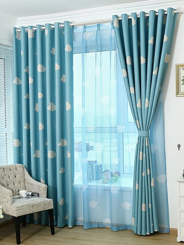 Cloud Print Eyelet Curtain 1pc For Sale Australia New Collection