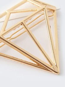 鑽石形狀髮夾 - 金色 - 查看 2