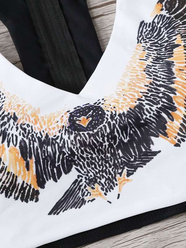 eagle print grey bikini