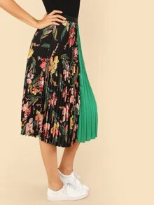 SHEIN Váy Pleated Hoa Nhiều màu Kỳ nghỉ - Nhiều màu - Xem 2