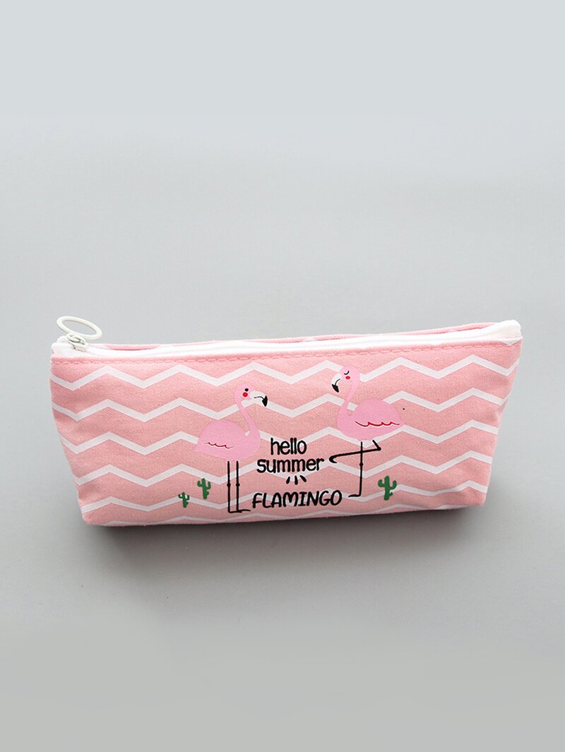 

Flamingo Print Zigzag Pencil Case