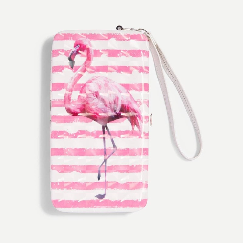 

Flamingo Print PU Wallet, Pink