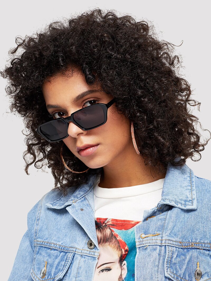 

Plain Frame Mirror Lens Sunglasses, Black