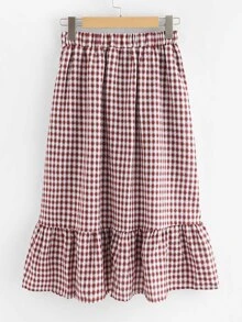 Falda de cuadros terminada en volante - Multicolor - Ver 2