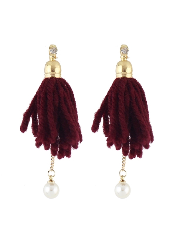 

Red Rope Tassel Earrings