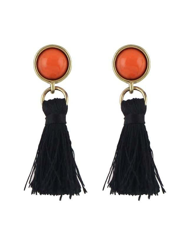 

Black Cotton Tassel Earrings