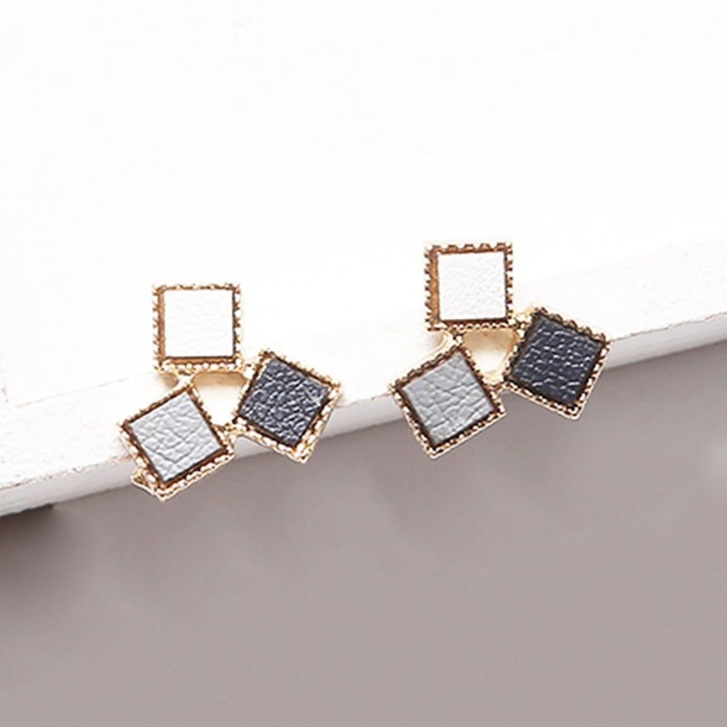 

Square Design Color Block Stud Earrings 1pair, Multicolor