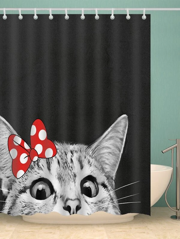 Cat Shower Curtain With Hook 12pcs Shein Usa