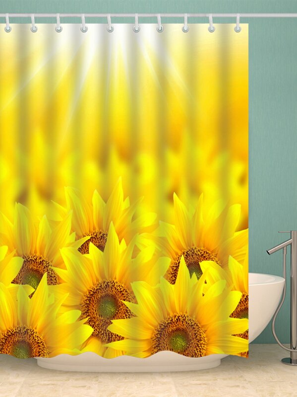 Sunflower Shower Curtain With Hook 12pcs