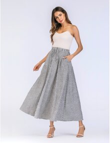 Drawstring Waist Stripe Skirt