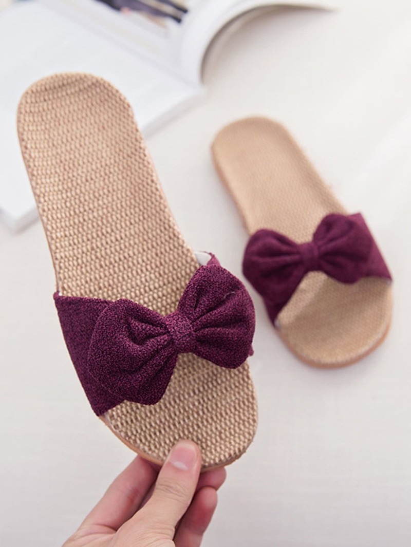 

Bow Flat Sliders, Purple