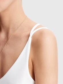 Double V Neck Strappy Top - White - View 3
