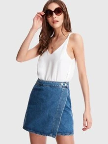 Double V Neck Strappy Top - White - View 4