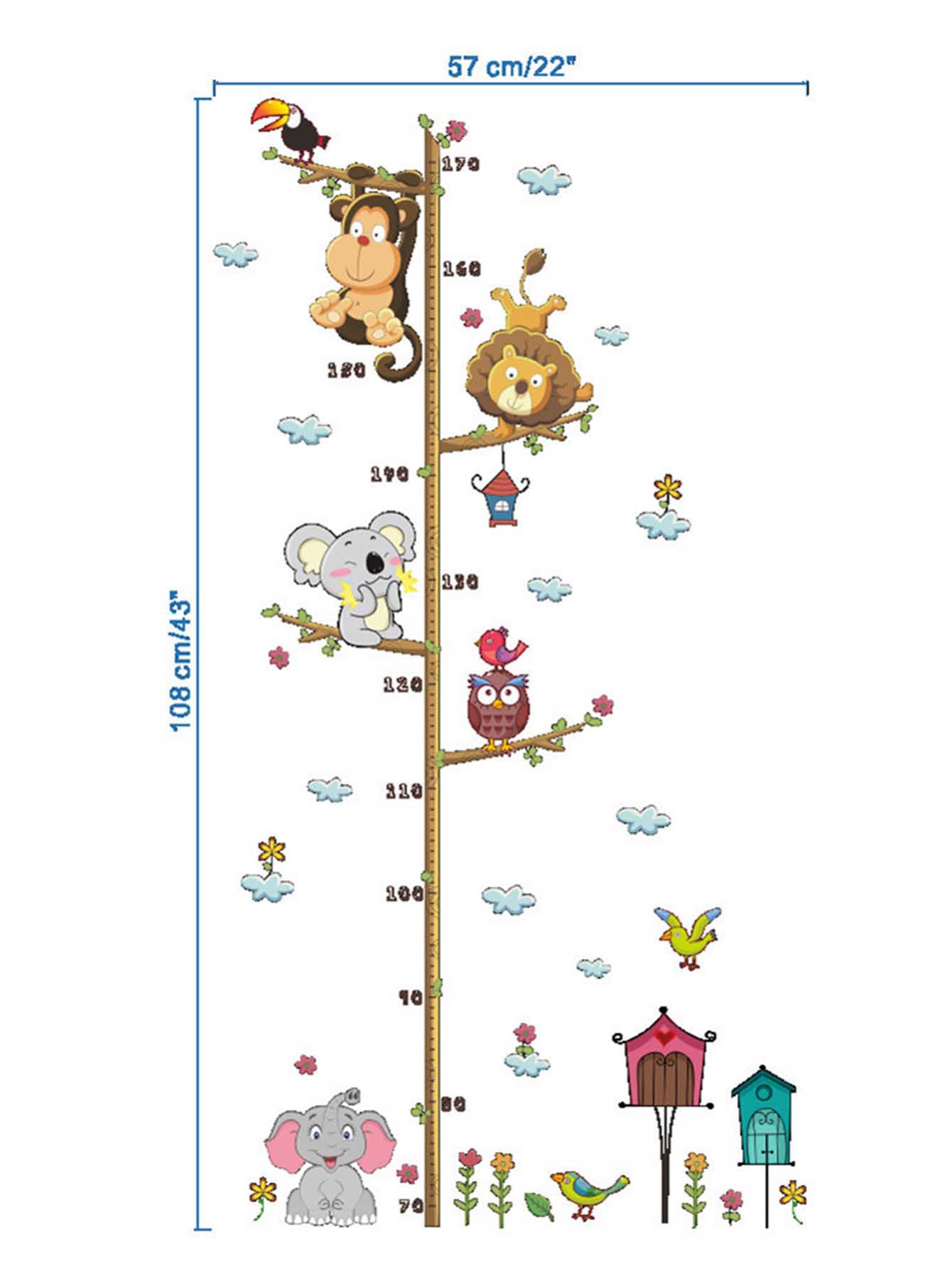 animal height chart wall sticker shein uk animal height chart wall sticker