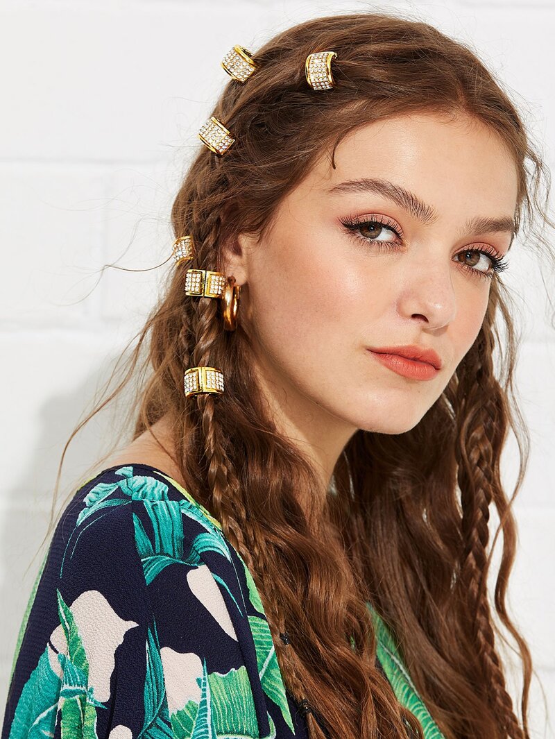 

Metal Hair Clip Set 6Pcs With Rhinestone, Gold