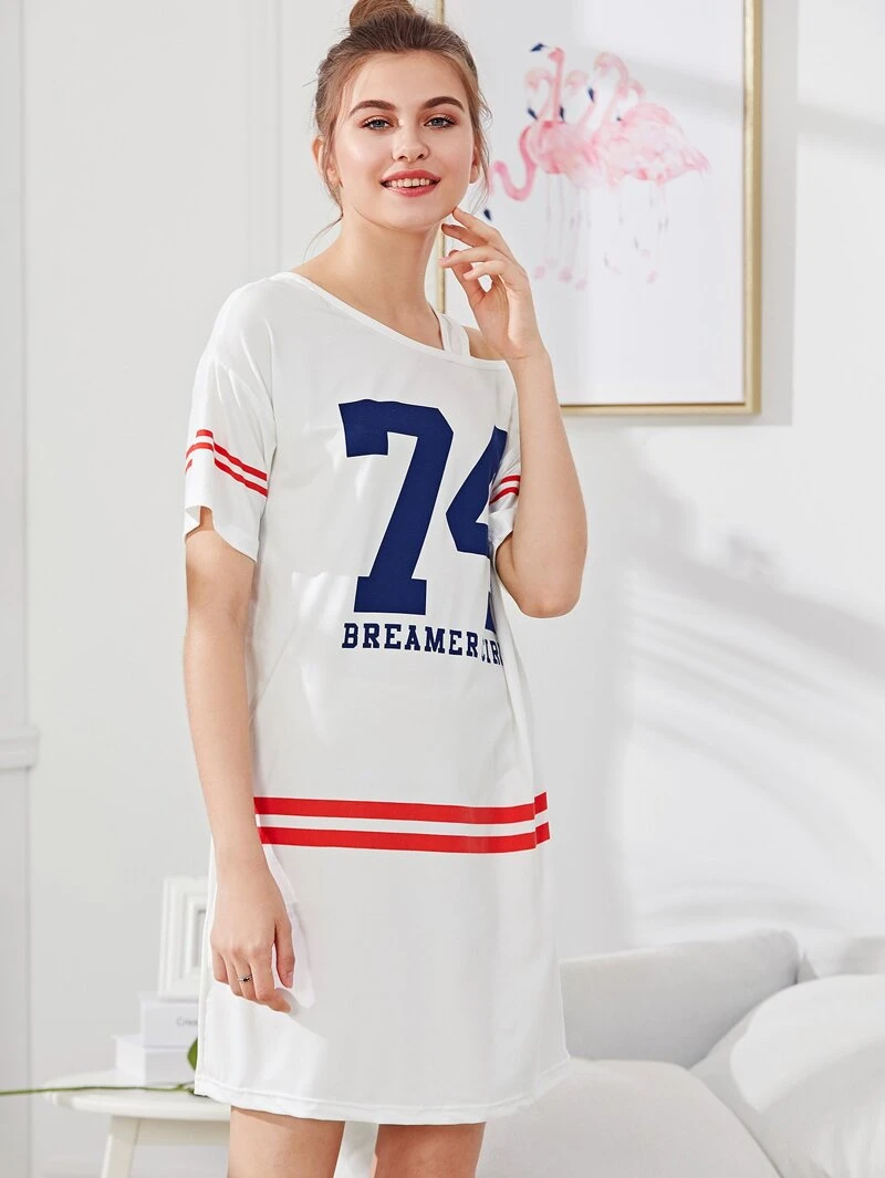 Nuit Chiffre Robe Et De Lettre Imprimée LVjqzGSUMp