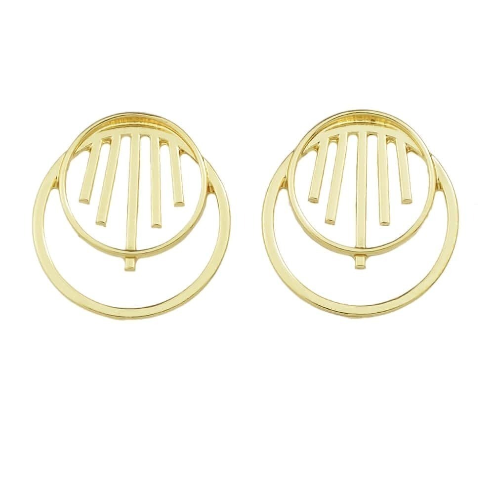 

Gold Round Geometric Earrings
