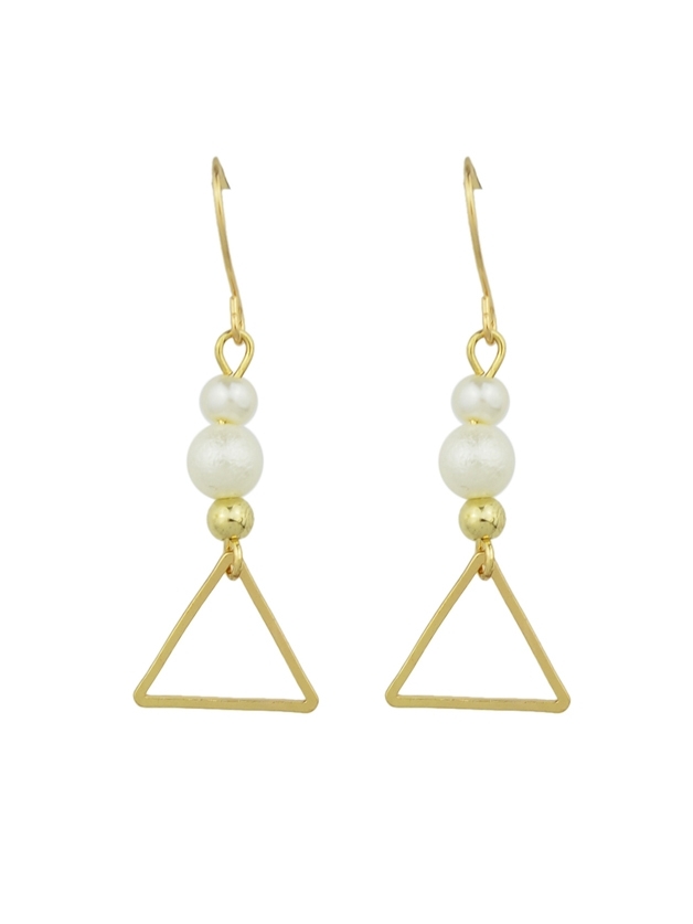 

B Simulated-Pearl Geometric Earrings, Gold