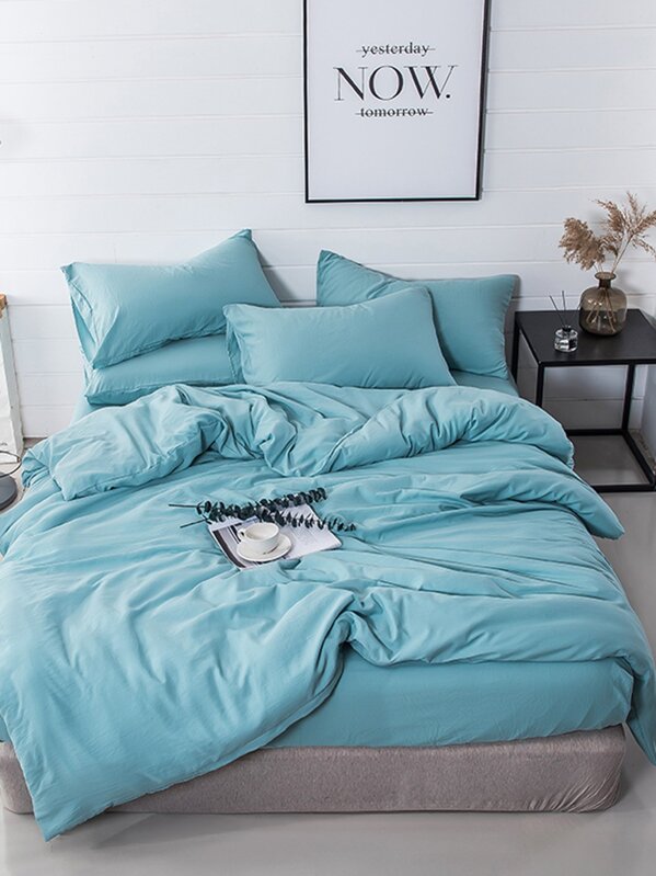 Simple Plain Sheet Set Shein