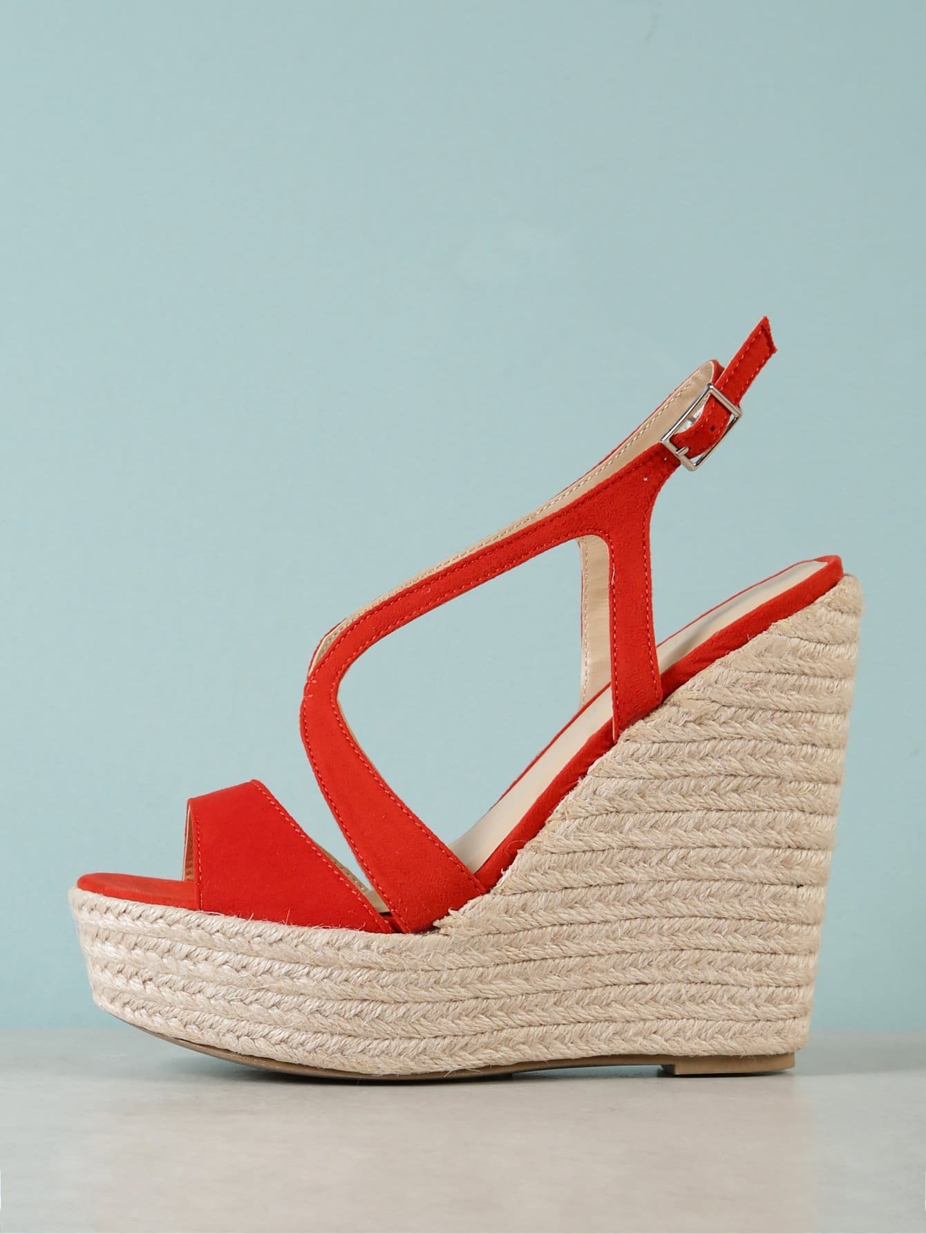 chaussures compensées rouge femme