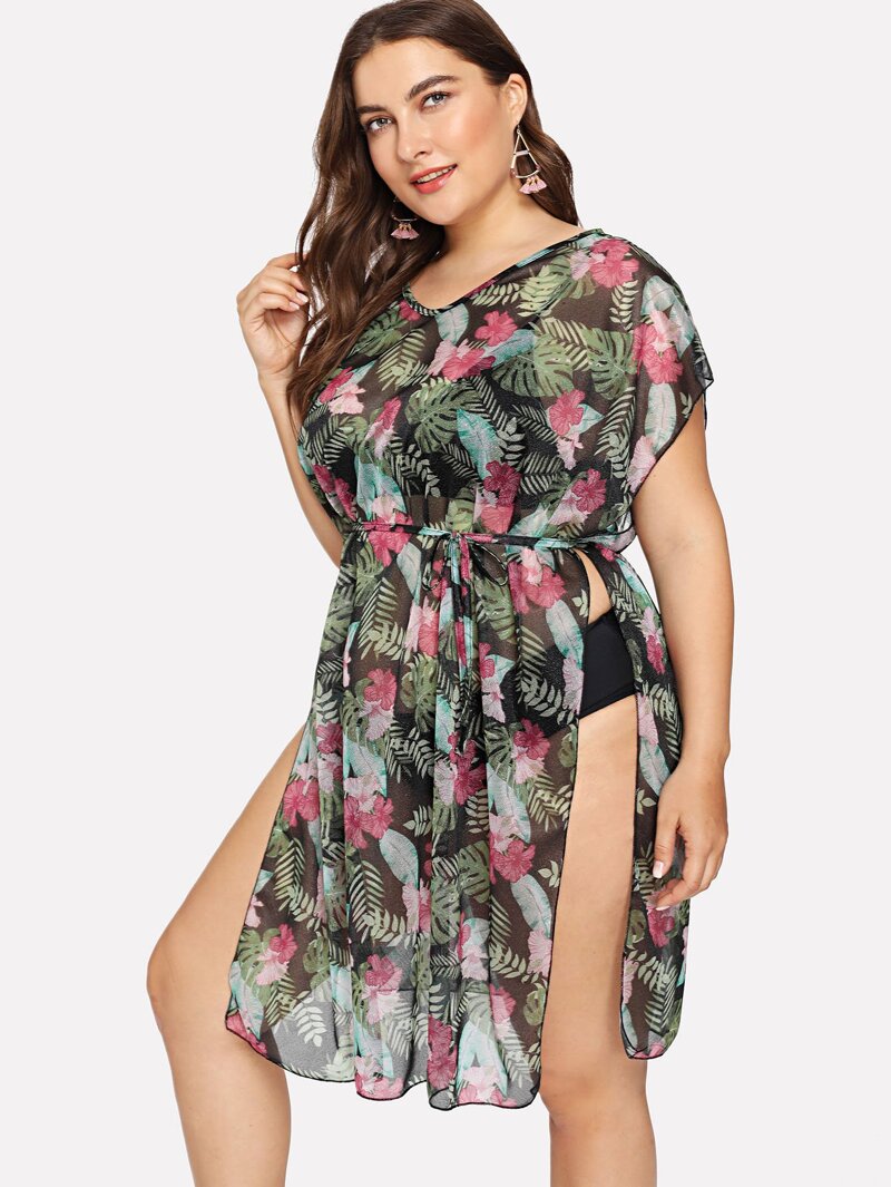 

Plus Palm Print Cover Up, Multicolor