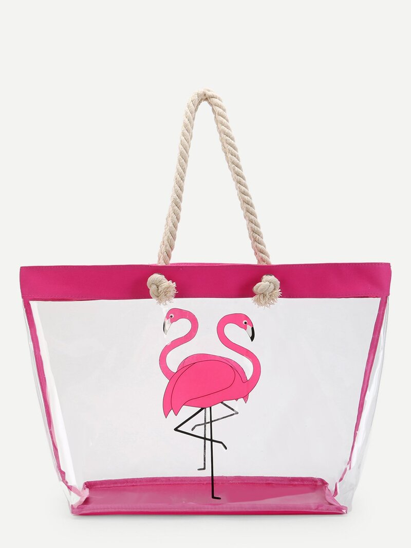 

Flamingo Pattern Tote Bag, Hot pink