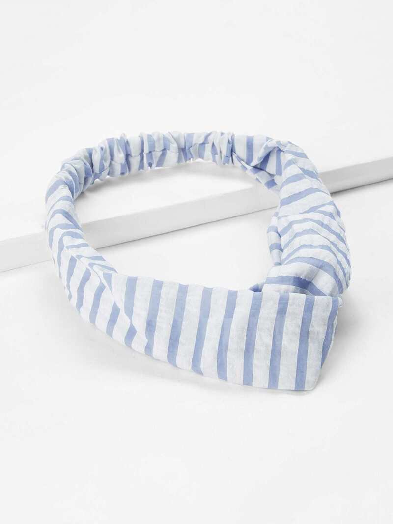 

Twist Design Striped Headband, Blue