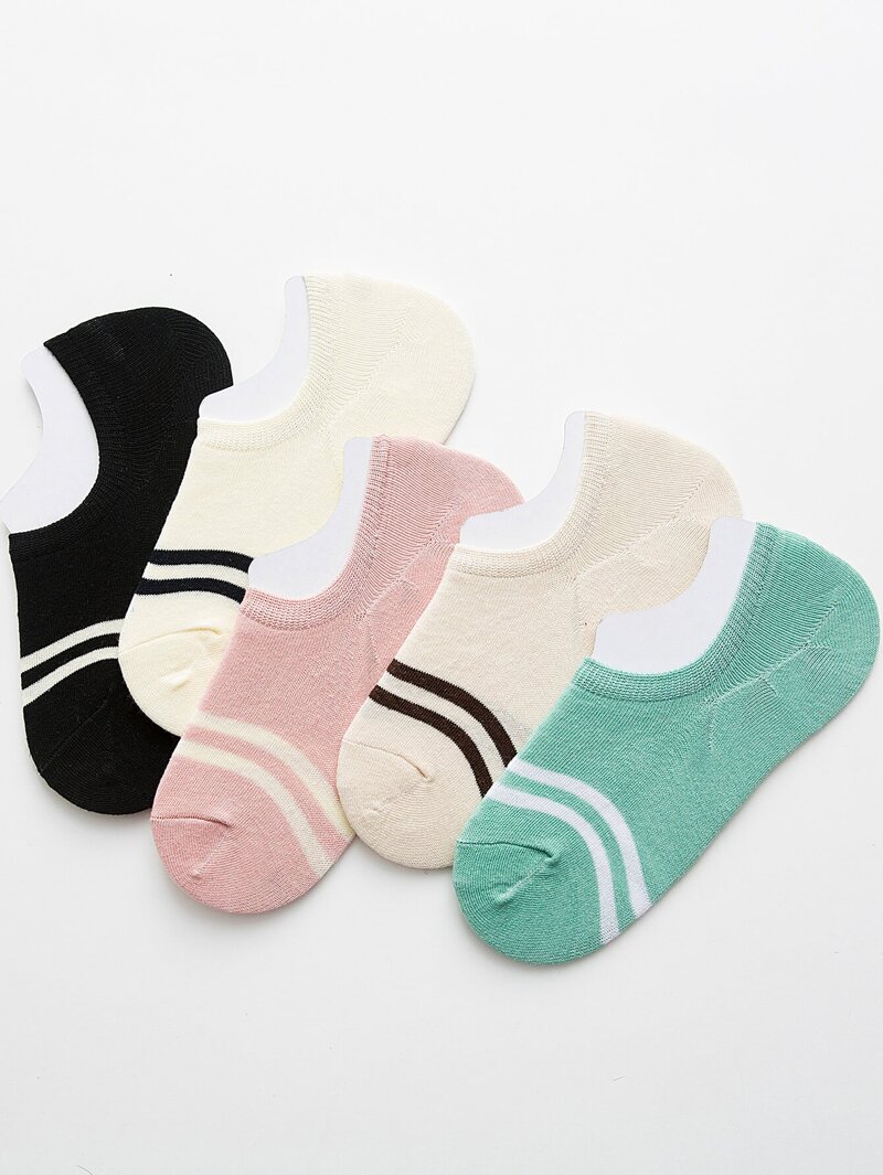 

Striped Detail Invisible Socks 5Pairs, Multicolor