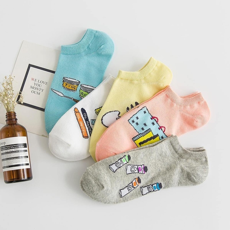 

Mixed Pattern Invisible Socks 5Pairs, Multicolor
