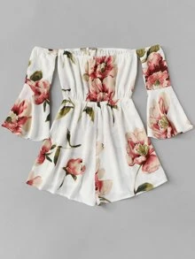 Floral Off-the-Shoulder Romper - Multicolor - View 2