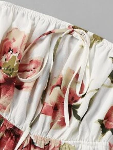 Floral Off-the-Shoulder Romper - Multicolor - View 3