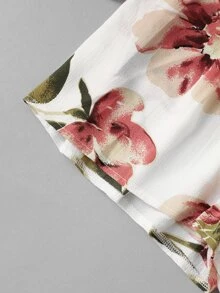 Floral Off-the-Shoulder Romper - Multicolor - View 4