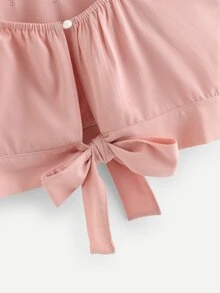 Faux Pearl Chiffon Self-Tie Cami Top - Baby Pink - View 3