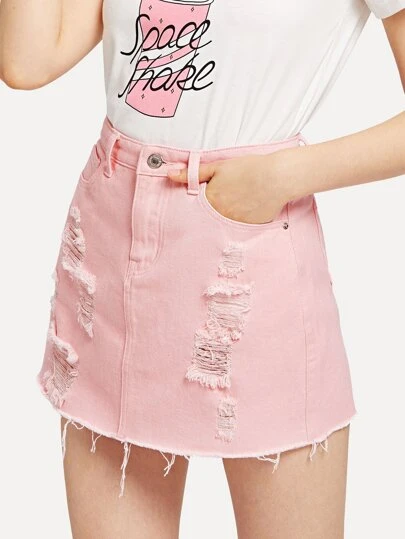 pink ripped skirt