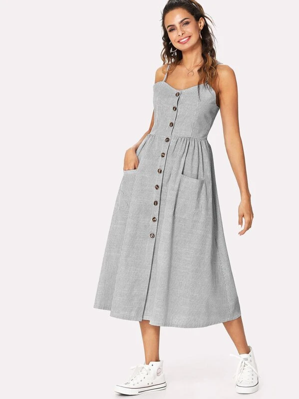 shein button front dress