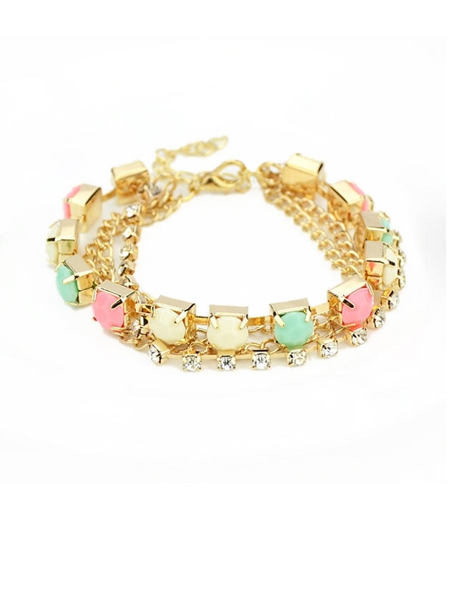 

Rhinestone Chains Bracelet, Multicolor