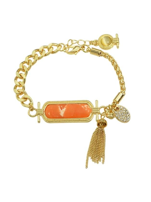 

Turquoise Tassel Chain Bracelet, Orange