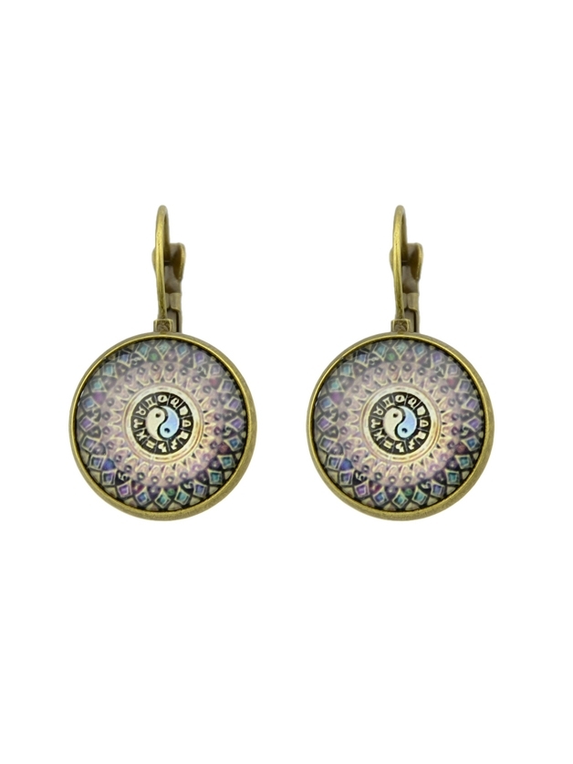 

Bronze Geometric Pattern Earrings, Multicolor