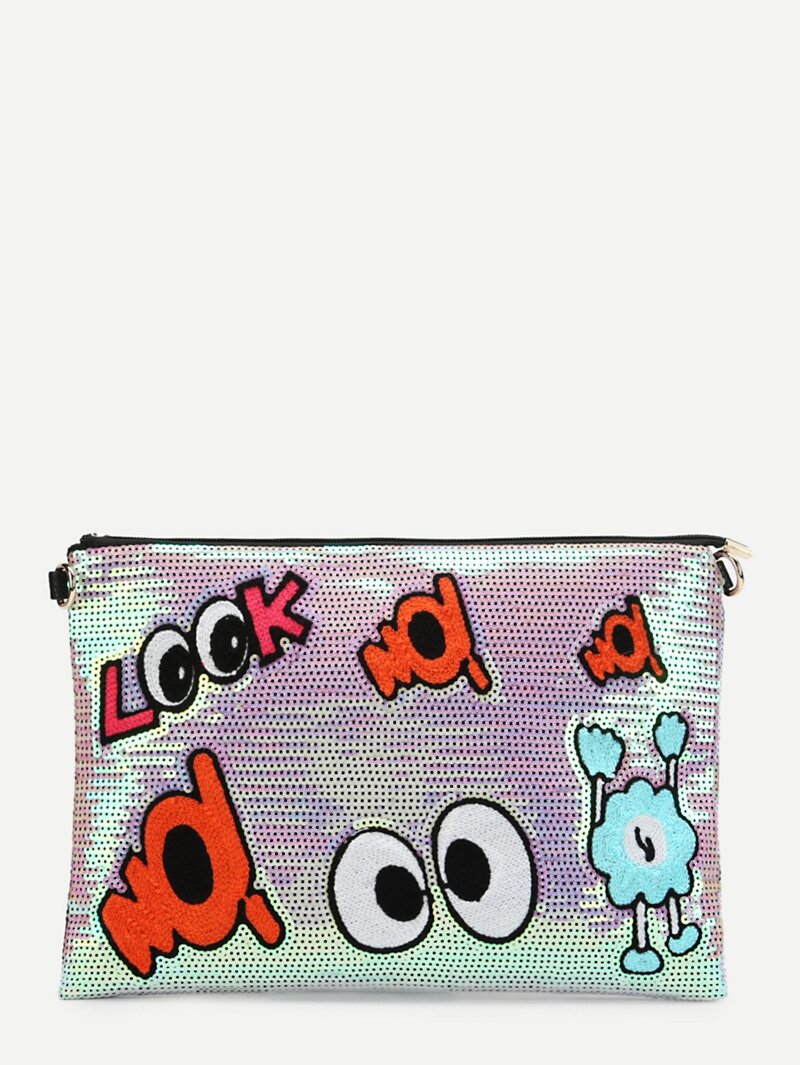 

Eye Pattern Sequin Bag, Multicolor