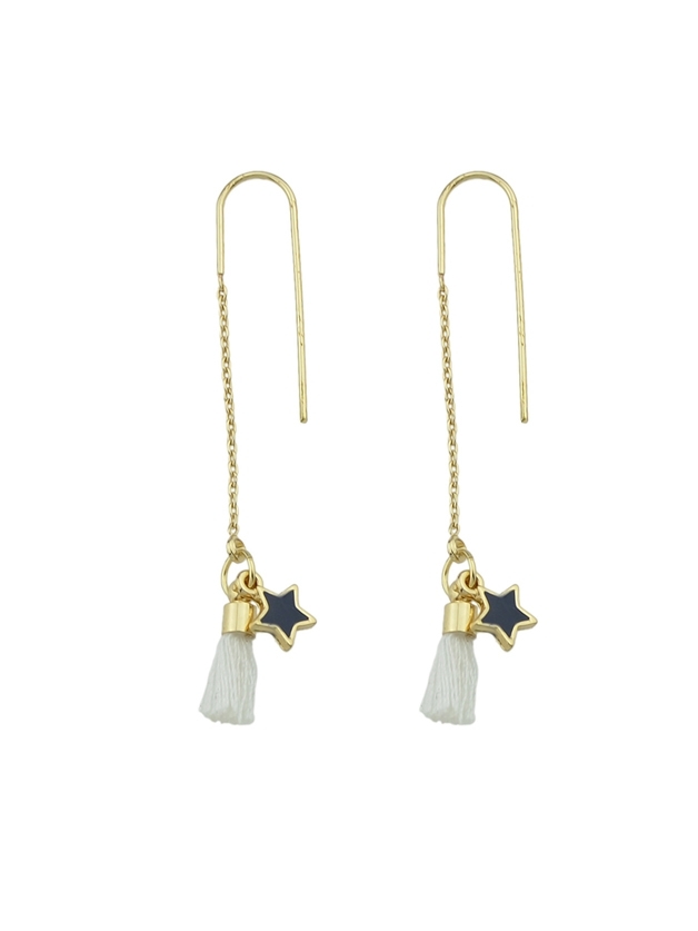 

White Tassel Star Earrings