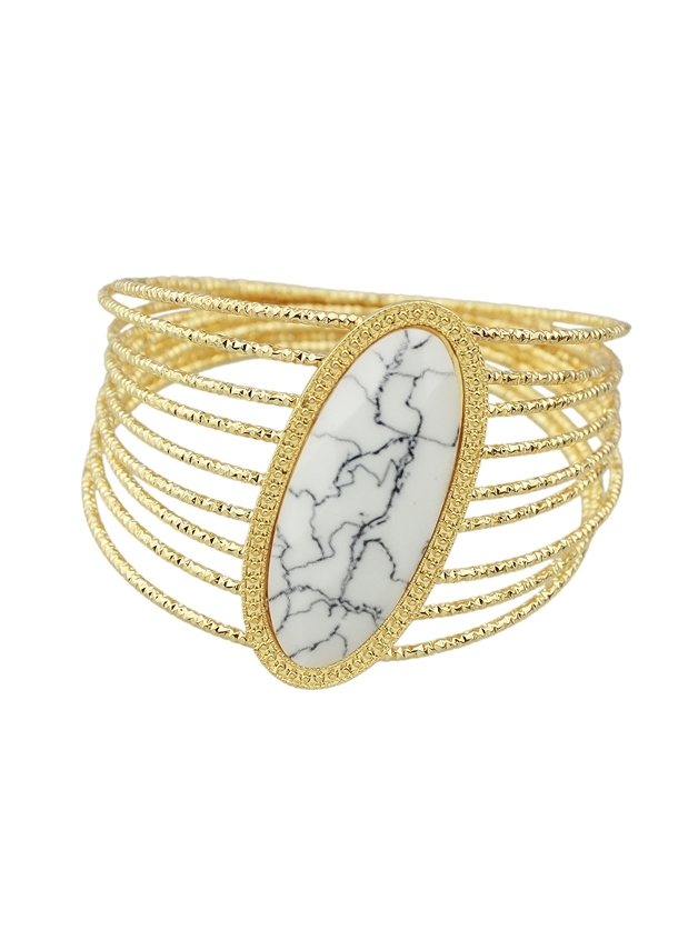 

Gold Multi Layer Big Bracelet, White