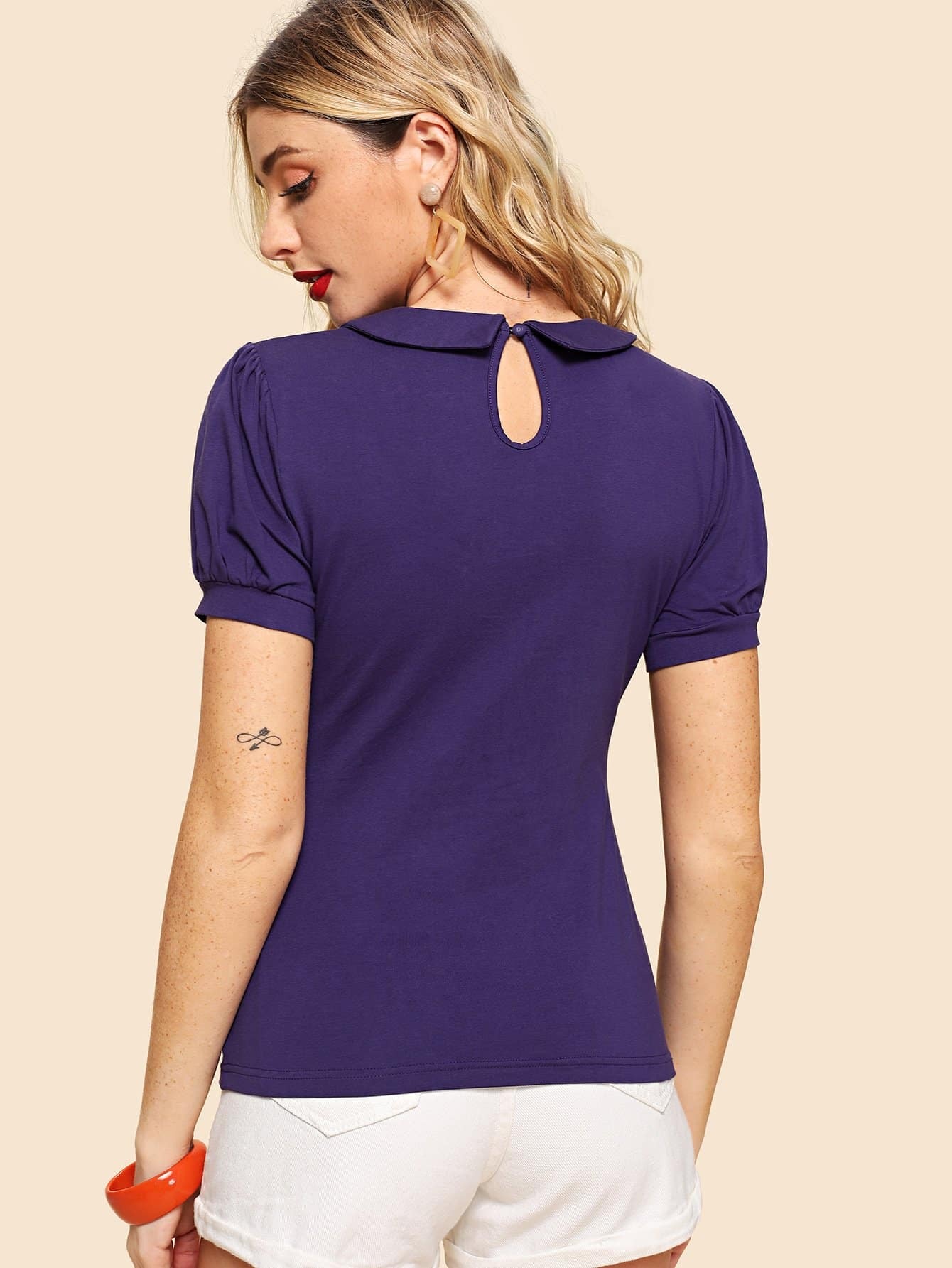 shein puff sleeve solid tee