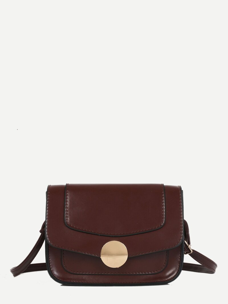 

Stitch Trim Flap Shoulder Bag, Coffee