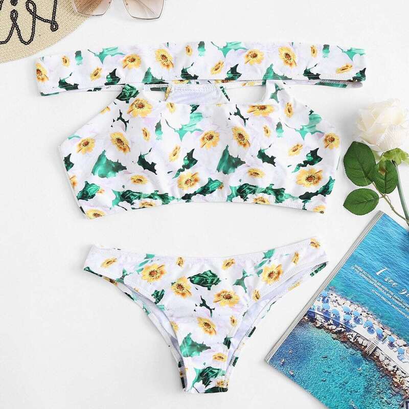 

Flower Print Bikini Set, Multicolor