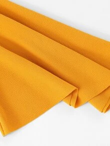 SHEIN Unity Flare Sleeve Wraparound Self-Tie Crop Top - Mustard Yellow - View 5