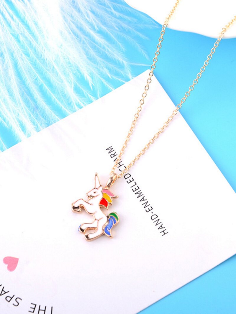 

Unicorn Pendant Necklace, Multicolor